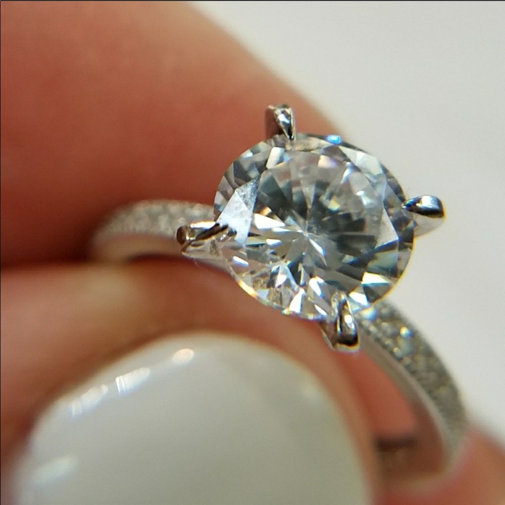 ON SALE Eternity white Gold Plated Engagement Ring - Picture 1 of 11